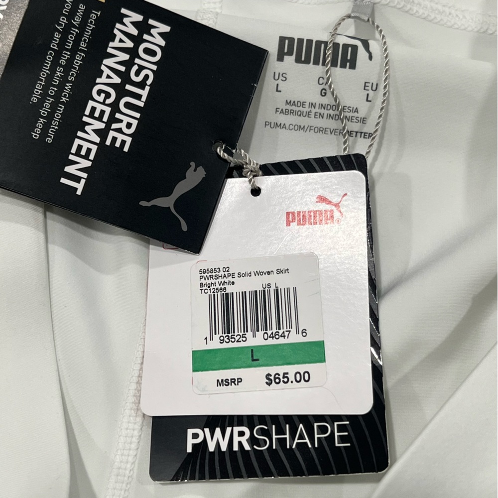 NEW NWT Puma White Stretchy Sporty Golf Tennis Skort Skirt Size L - Picture 6 of 6